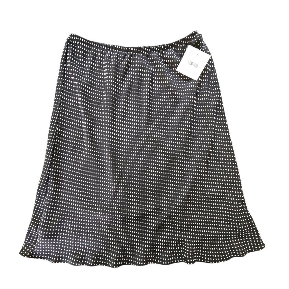 NWT Women’s Sag Harbor A Line Black White Polka Dot Skirt Size 12 PETITE Pull On